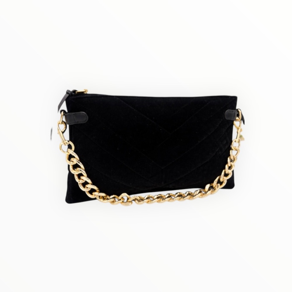 Chic Velvet Black Chain Shoulder Bag - Picture 5 of 8